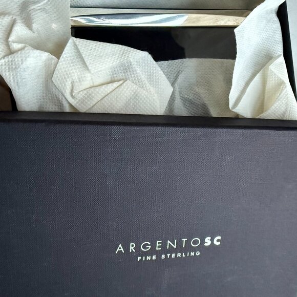 Sterling Silver Argento SC 5 x 7 modern frame with wood back new in orginal box - Picture 8 of 12